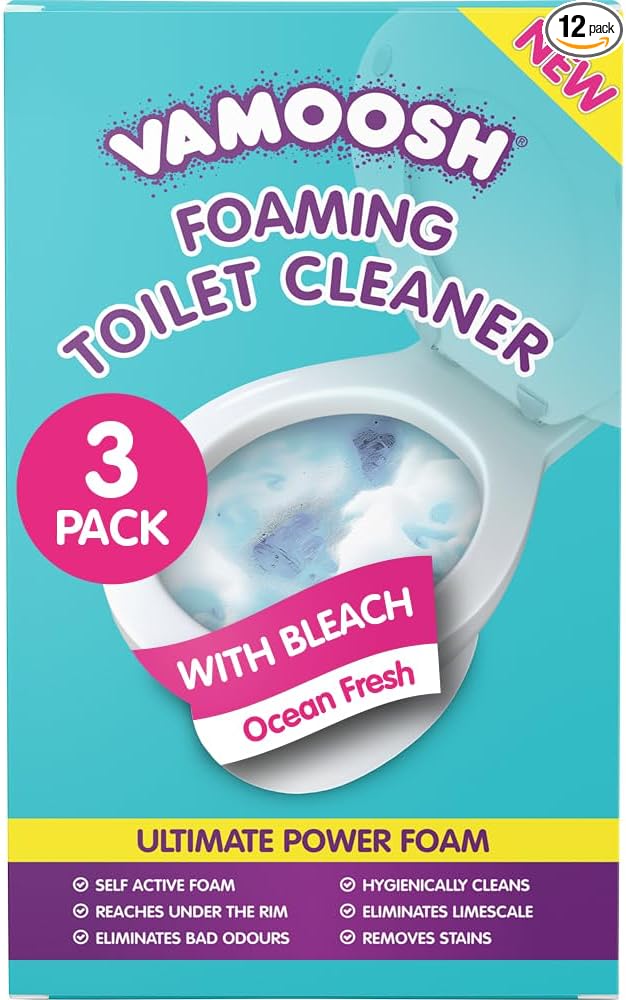 Vamoosh 6-in-1 Foaming Toilet Bowl Cleaner | Self-Activating Foam Technology | Stays Active for 10 Minutes | Easy to Use | Removes Stains | Eliminates Limescale & Removes Odor | 100g (Pack of 12)