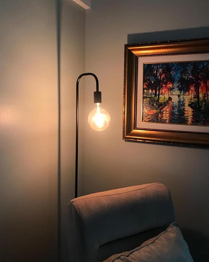 Oneach 63.75" Industrial LED Floor Lamp for Living Room Bedroom Reading Office Metal Minimalist Standing Lamp Tall Pole Lamps Office Black(Bulb not Included)