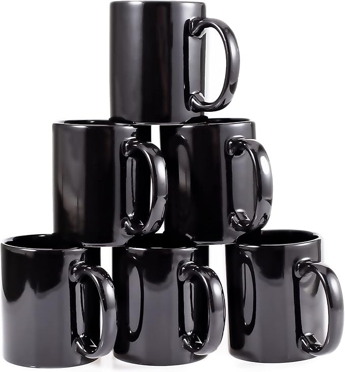 12oz coffee mug set of 6 Coffee Mugs for Coffee, Tea, Cocoa, Milk(black)
