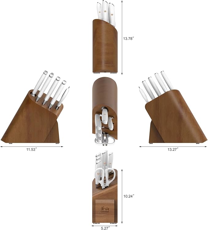 Cangshan L1 Series 7-Piece Cleaver Knife Block Set, Forged German Steel, White, 1027129