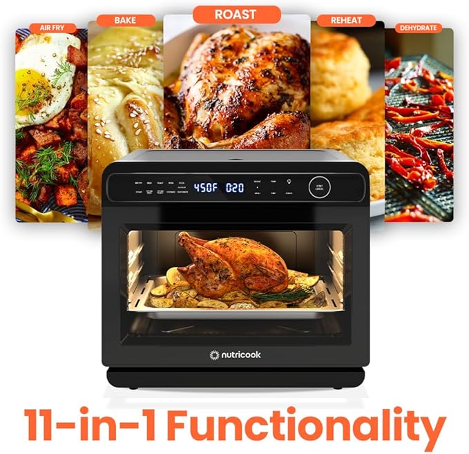 Steami 24L Steam Air Fryer Oven – 11-in-1 Convection Countertop Multi-Cooker with Real Steam Tech, Air Fry, Bake, Roast, Dehydrate, Sterilize, Stainless Steel Interior – 1600W