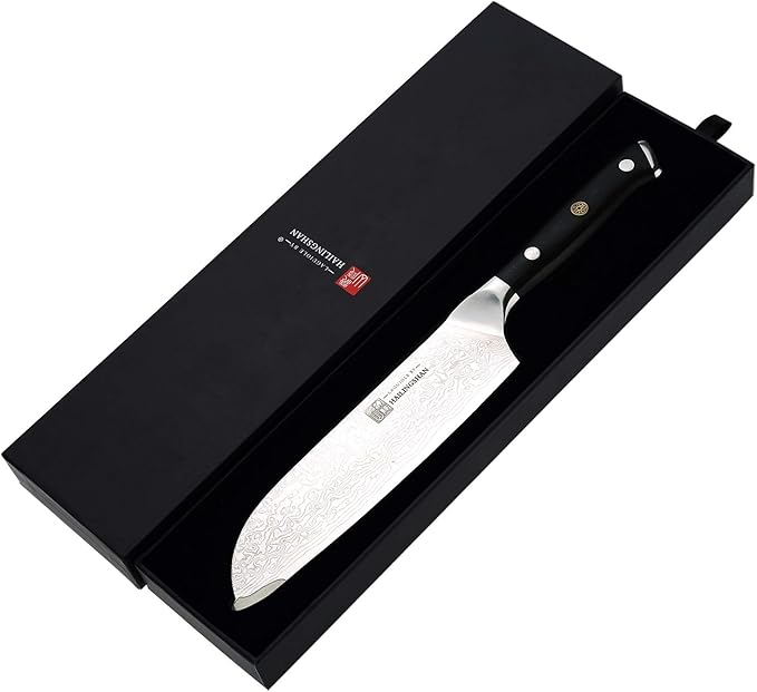 Qin Dynasty Series Santoku knife Pro Kitchen Knife 6.8 Inch Chef's knife High Carbon Damascus Steel Sharp paring knife with Ergonomic Handle
