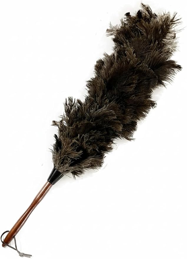 Soft Ostrich Feather Duster, 24-26" with Wood Handle - Perfect for Dusting Delicate Surfaces