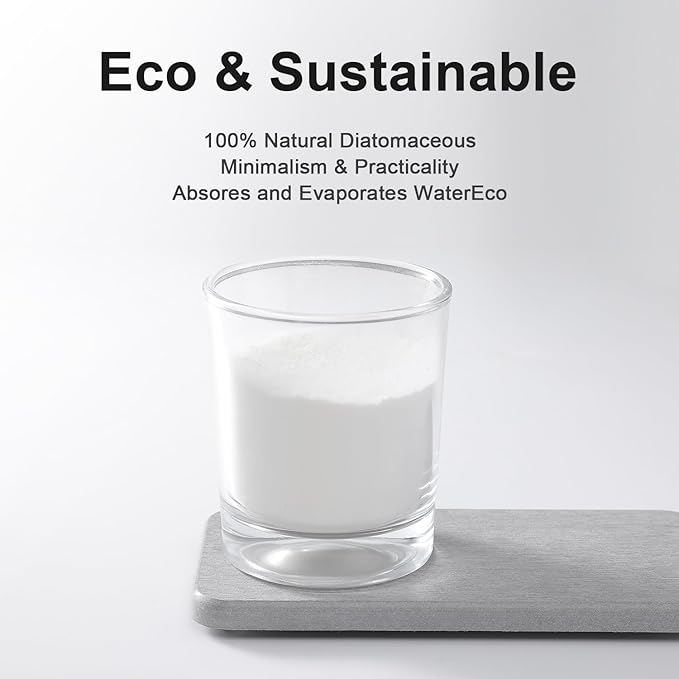 Water Absorbing Stone Tray for Sink | Quick Drying Diatomaceous Earth Coasters | Soap Dish Holder & Toothbrush Holder for Bathroom Counter | Hand Soap & Plant & Toiletries | Grey 4-Pack
