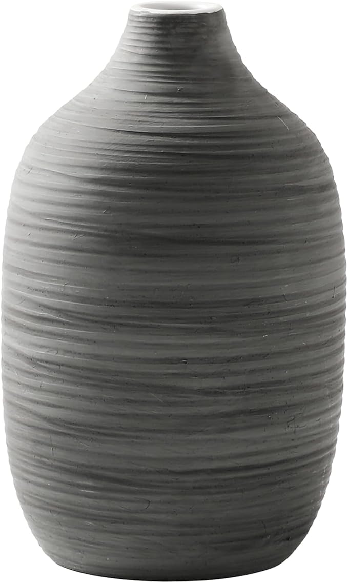 ALMA 9 in Contemporary Vessel for Room Decor Aesthetic|Decorative Black Gray Vase for Pampas Grass|Boho Vase for Coffee Table Centerpiece,Nightstand,Bookshelf,Minimalist Living Room,Bathroom Decor