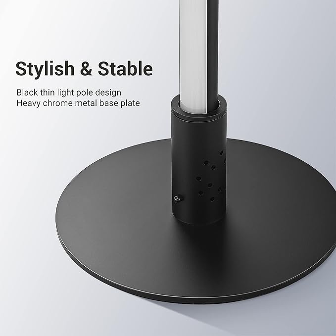 EDISHINE RGBW LED Corner Floor Lamp with Smart App & Remote Control, Dimmable Light Compatible with Alexa, Google Home, Minimalist Stick Tall Lamp for Living Room, Bedroom, (Black)