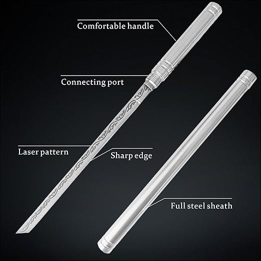 2 PCS Stainless Steel Blade, Outdoor Portable Stainless Steel Mini Stick Fruit Knife, All Steel Fancy Letter Opener Envelope, Multipurpose Survival Tactical Knife 9.5 Inch