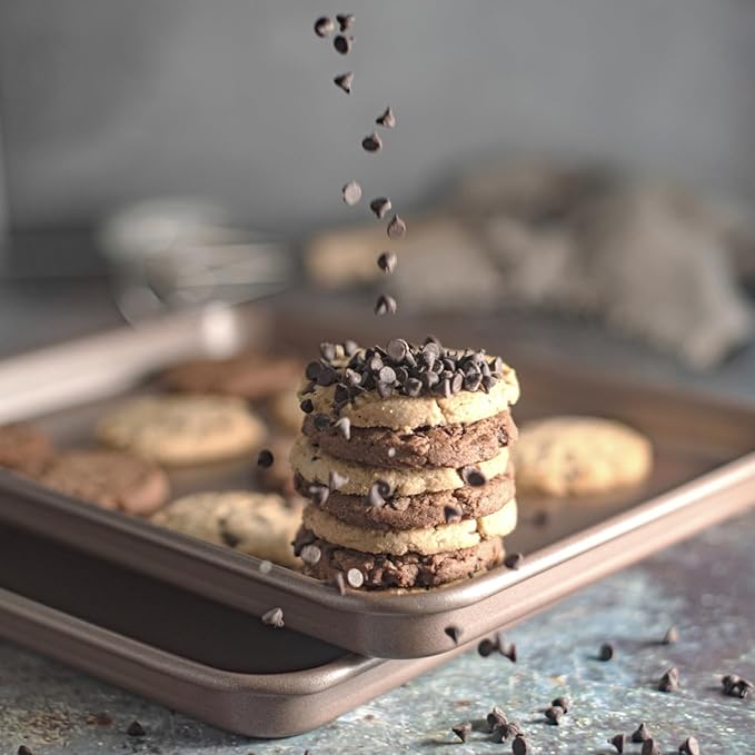 HAPPIELS Nonstick Non-Toxic 18-inch Half Baking Sheet 2-Pack | Premium Extra Thick Sheet Pan | Warp Resistant Large Cookie Sheet