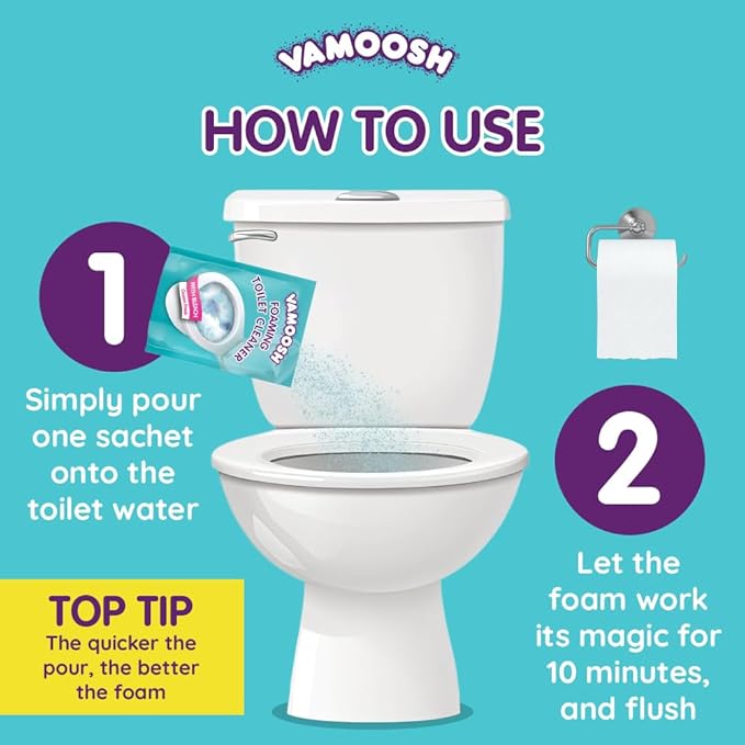 Vamoosh 6-in-1 Toilet Foaming Cleaner | Self-Activating Foam Technology | Stays Active for 10 Minutes | Easy to Use | Removes Stains | Eliminates Limescale & Removes Odor | 100g (Pack of 24)