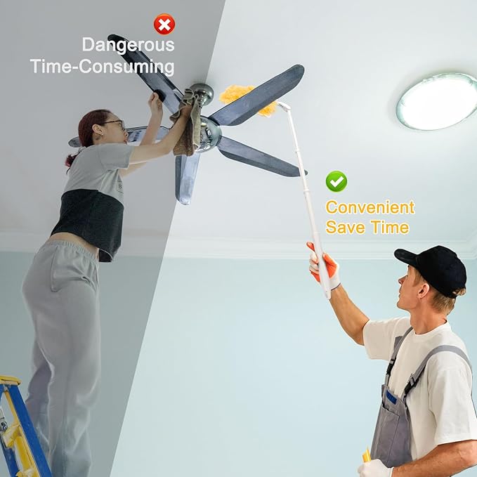 KeFanta 360° Heavy Duty Duster Refills Compatible with Swiffer Duster, Disposable Dusting Kit for Cleaning, 1 Extended Handle, 1 Short Handle, 30 Refills