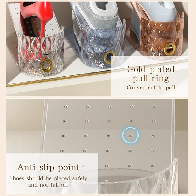 Shoe Slots Organizer, Adjustable 15 Pack Shoe Stacker for Closet Storage, Clear Double Layer Space Saver, Durable and Stackable Shoe Holder for Sneakers Heels and Flat