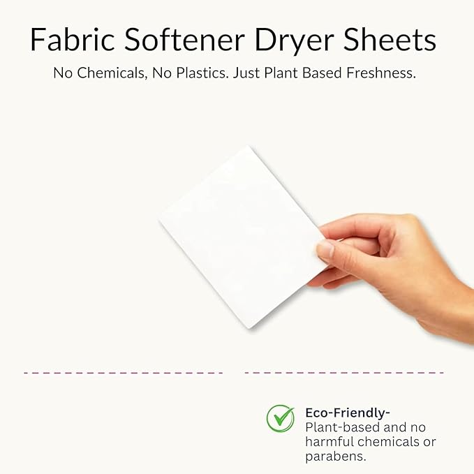 Clean Eco Friendly Dryer Sheets + Fabric Softener | Plant Based, Non Toxic, Healthy, Chemical Free, Long lasting Scent | Soften & Removes Static | 40 Sheets (LOVING LAUNDRY)