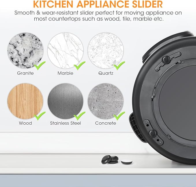 Aieve Black Appliance Slider, 16 Pcs Self Adhesive Appliances Sliders Countertop Caster Wheels, Kitchen Essentials Organization Home Must Have Gadgets