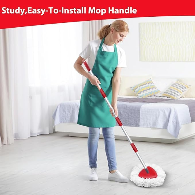 Spin Mop Replacement Head Compatible with O-Cedar EasyWring 1 Tank, 2 Microfiber Mop Refills, 30-58" Handle and 1 Base Set Combo (White,1 Tank System)