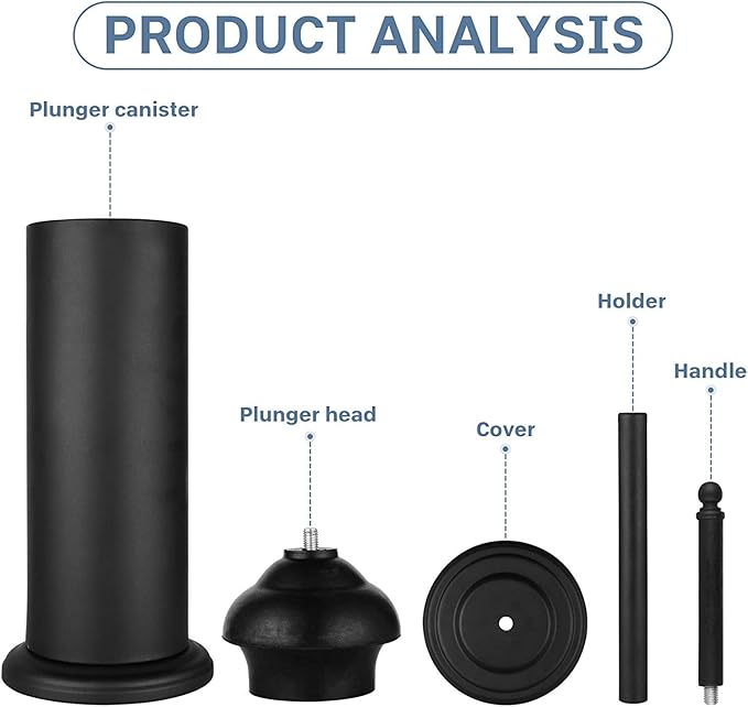 DOWRY Toilet Plunger with Holder for Bathroom,Powerful Efficient Force Suction Cup,Heavy Duty, Deep Cleaning