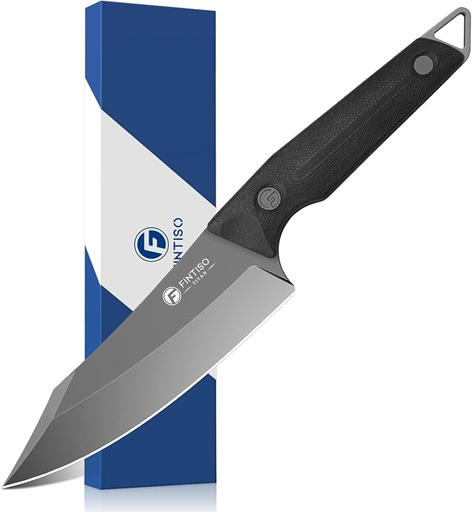 FINTISO 14C28N Steel Viking Knife, Japanese Butcher Knife with G10 Handle, Ultra Sharp Meat Cleaver Boning Knives for Meat Cutting, Outdoor Kitchen Chef Knives Best Gift (Red)