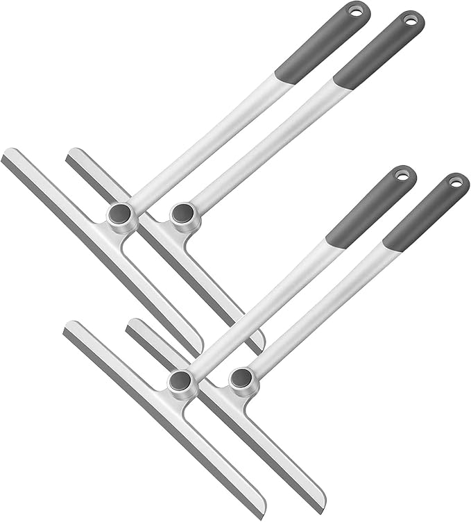 Window Squeegee, 2 Pack Shower Squeegee for Glass Doors Bathroom Mirror Windows Cars and Tile Walls, Silicone Plastic Squiggy Cleaner Tool 12 inch(4 Pack