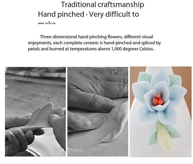 Handmade Ceramic Small vase Creative mini vase Home Decoration Ornament with 3D Floral Design (3D Flowers-lily1PCS)