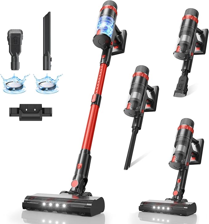 Cordless Vacuum Cleaner, 530W/70Mins Vacuum Cleaners for Home,Self-Standing Stick Vacuum with Smart Touch Screen,Rechargeable Lightweight Vacuum for Pet Hair,Carpets, Hard Floors