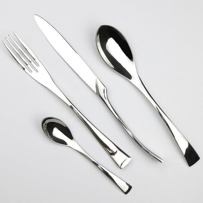Luxury 4-Piece 18/10 Stainless Steel Flatware Set, Mirror Polishing Silver