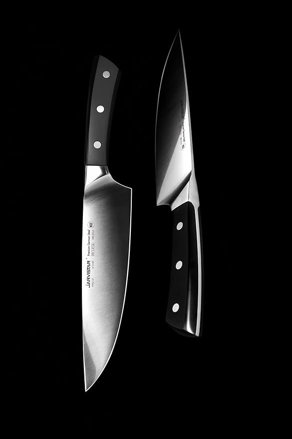 JARVISTAR 8 Inch Chef’s Knife: Professional kitchen knife - Ultra Sharp High Carbon Stainless Steel Forged Short Bolster - Chef Knife Ergonomic Handle for Cutting Vegetable