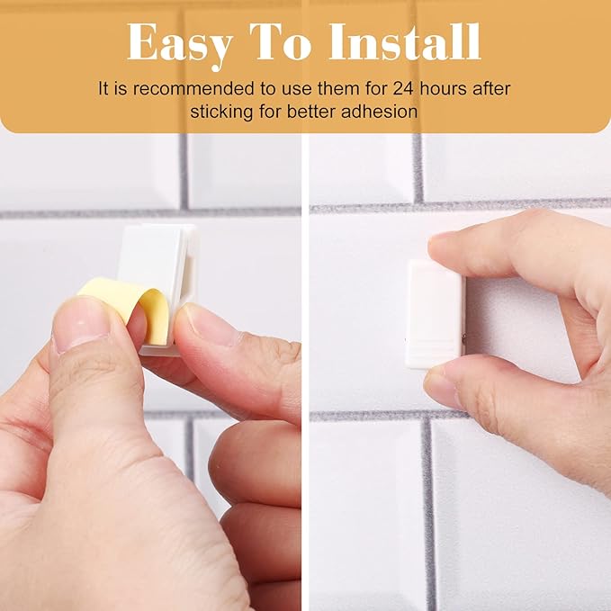 30 Pieces Self-Adhesive Clips Wall Tapestry Clips Sticky Plastic Photo Small Hanging Spring for Poster Photo Wall Teacher Student Home Applications(White)