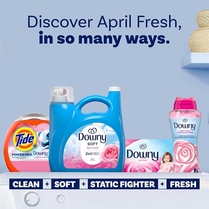 Downy Fabric Softener Liquid, April Fresh Scent, 140 fl oz, 190 Loads, HE Compatible, Downy Fabric Softener, Liquid Fabric Softener, Laundry