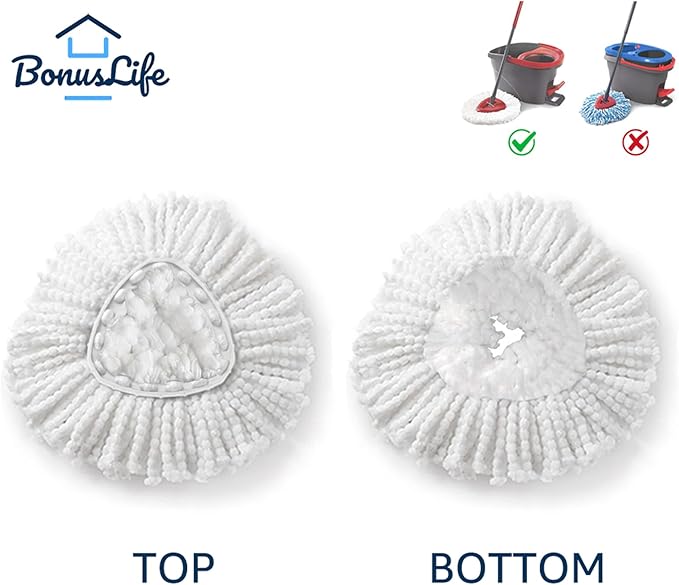 BonusLife 8-Pack Mop Head for O-Ceda EasyWrin Spin Mop Refill 1-Tank System Only Easy Cleaning Microfiber Replacement