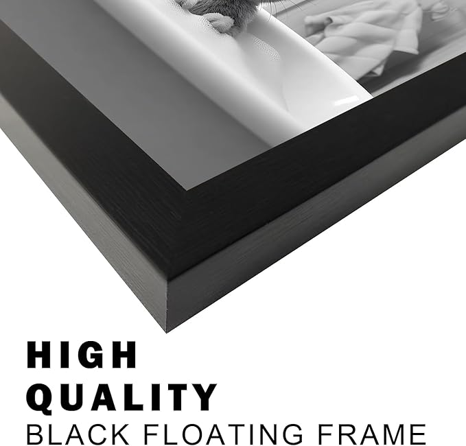 Kids Bathroom Decor, Black and White Cute Animal Canvas Wall Art, Funny Rabbit in Bathtub, Framed Farmhouse Picture Wall Decor Print Artworks for Bathroom