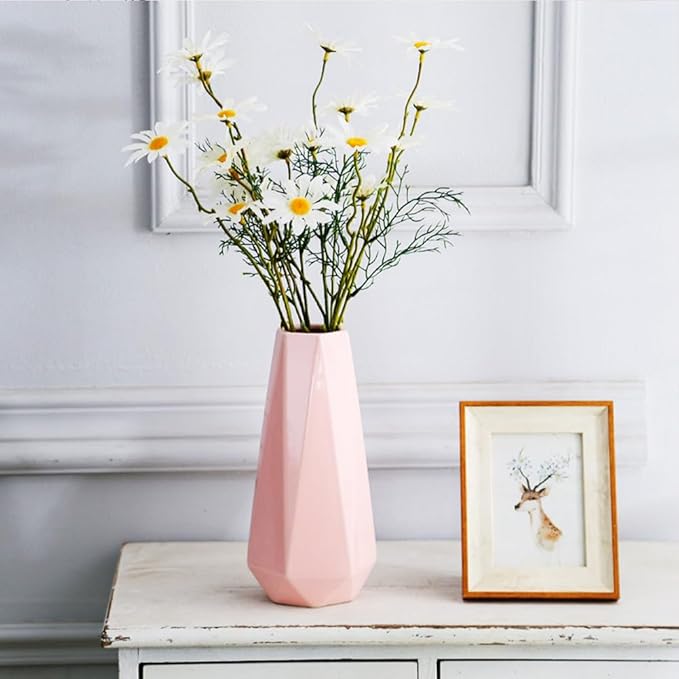 Ceramic Vase, 7.4 Inch for Pampas Calla Lily Tulip, Flower Vase Minimalism Style for Modern Table Shelf Home Decor, Fit for Housewarming, Weddings, Birthday, Christmas, Thanksgiving, New Year