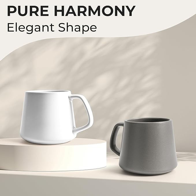 MIAMIO - Coffee Mugs Set of 4 / Large Ceramic Coffee Cups (14 oz) - Mug for Cappuccino, Tea, Espresso - Microwave and Dishwasher Safe - Luxe Collection (Classic Pastel)