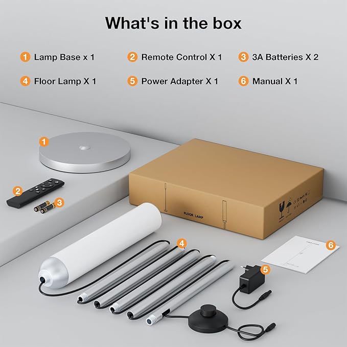 LED Floor Lamp with Remote Control, 65" Standing lamp with Stepless Adjustable 3000K-6500K Colors & 5%-100% Brightness, Foot Switch(Silver)