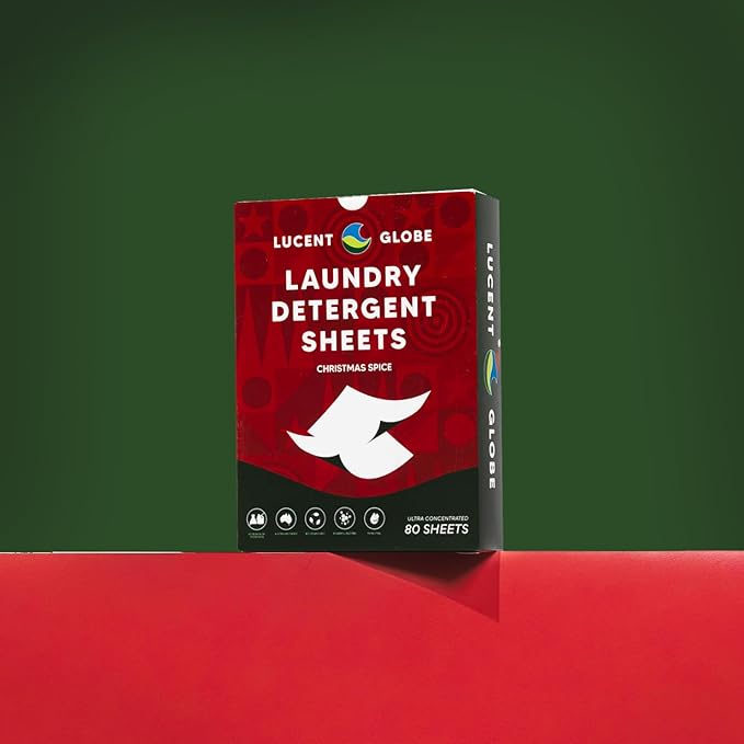 Laundry Detergent Sheets - Pre-Measured Laundry Sheets - Powerful Stain Removal - Gentle on Skin & Fabrics - Works in All Washers - Convenient. (Christmas Spice - 80 Sheet Pack)