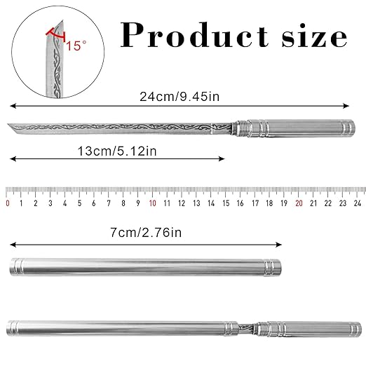 2 PCS Stainless Steel Blade, Outdoor Portable Stainless Steel Mini Stick Fruit Knife, All Steel Fancy Letter Opener Envelope, Multipurpose Survival Tactical Knife 9.5 Inch