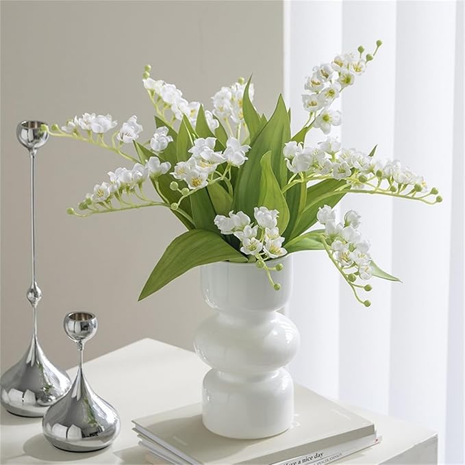 JSPYFITS Glass Hydroponic Flower Vase, 7 Inches Colored Glass Bubble Vases for Flower, Three-Layer Glasses Funky Vase for Home/Office/Weddings/Party Table Flower Decor (White)