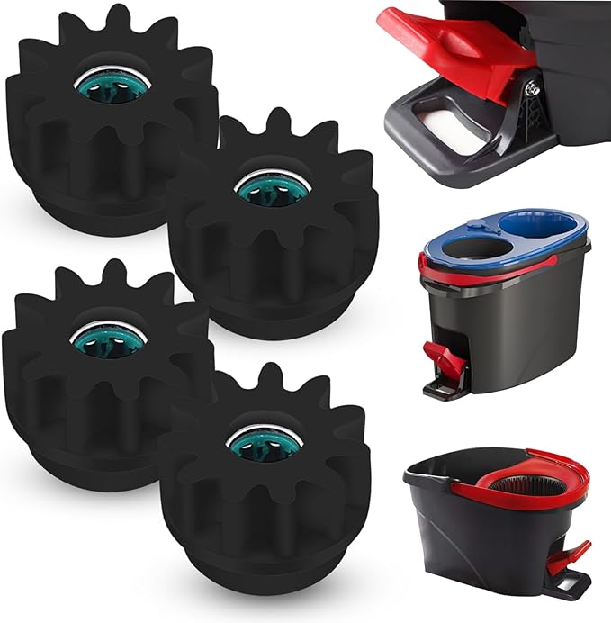 4pcs Spin Mop Replacement Parts, Spin Mop Bucket Clutch One Way Bearing Sprocket Pedal Shaft Replacement Compatible with Ocedar, Bearing Gear Sprocket Repair Replacement for More Spin Mops and Vileda