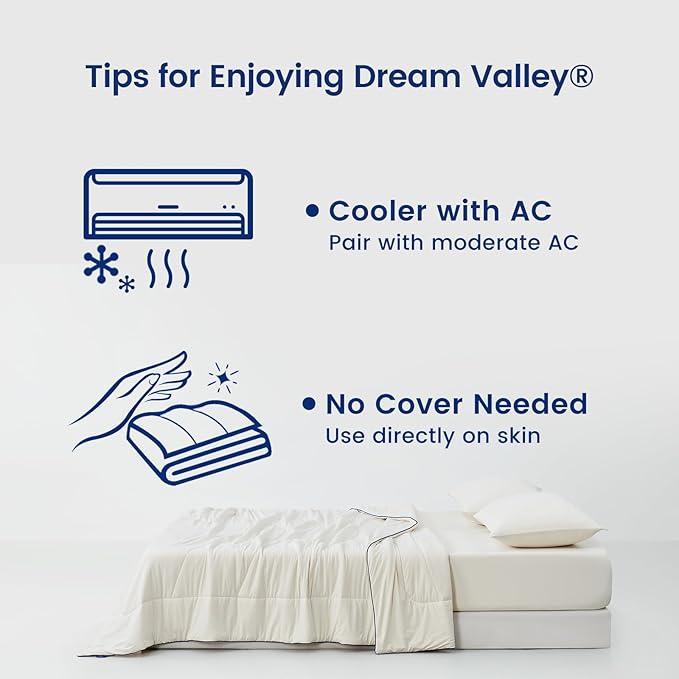 Dream Valley® Outlast ®Cooling Comforter, Throw Size, Breathable NASA-Grade Space Technology Blanket for Hot Sleepers Night Sweats, Q-Max > 0.45, Ivory, 60"x80"