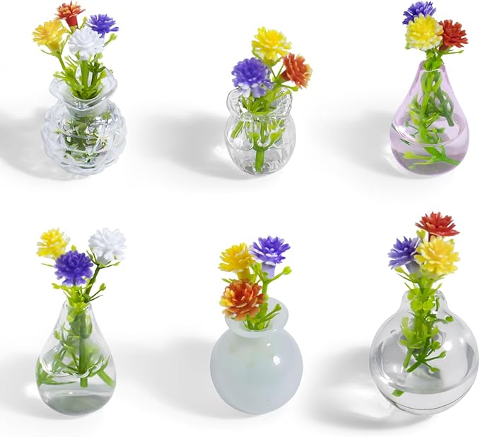 rhinocats Mini Vase Fridge Magnets, Locker Magnets,Cute Decorative Glass Magnetic Vases for Refrigerator Kitchen Office (6 Pack)