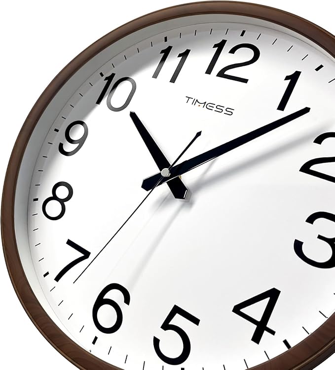 Wall Clock, Classic Wood Style Finish, 13 Inch Non-Ticking Silent Battery Operated Analog Clock, Ideal Retro Decor for Home, Bedroom, Living Room, Kitchen, Bathroom, Office(Wood Brown)