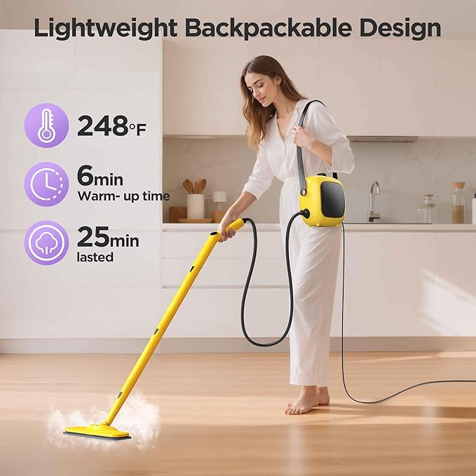 Steam Cleaner,Heavy-duty Steam Cleaners for home,Detachable Handheld Steamer for Cleaning,248°F Steam Mop for Floors, Cars,Furniture,Tiles, Kitchen,Bathroom,Grout and More,21-Piece Kit Include