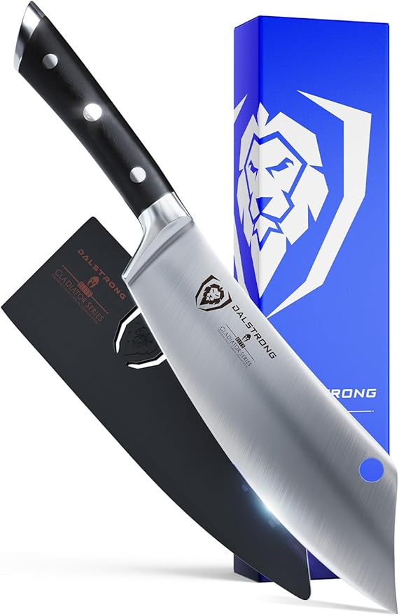 Dalstrong Chef & Cleaver Knife - 8 inch - The Crixus - Gladiator Series Elite - German HC Steel - Hybrid Razor Sharp Kitchen Knife - Black G10 Handle - w/Sheath - Chef Knife - NSF Certified