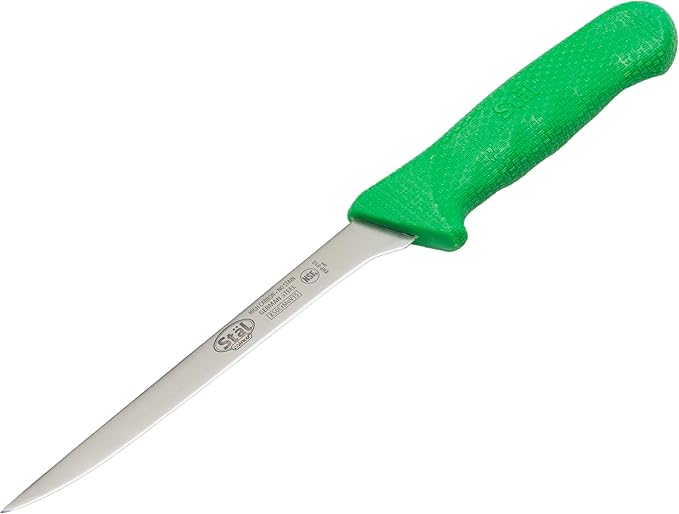 Winco 6" Commercial-Grade German Steel Boning Knife, Narrow, Green
