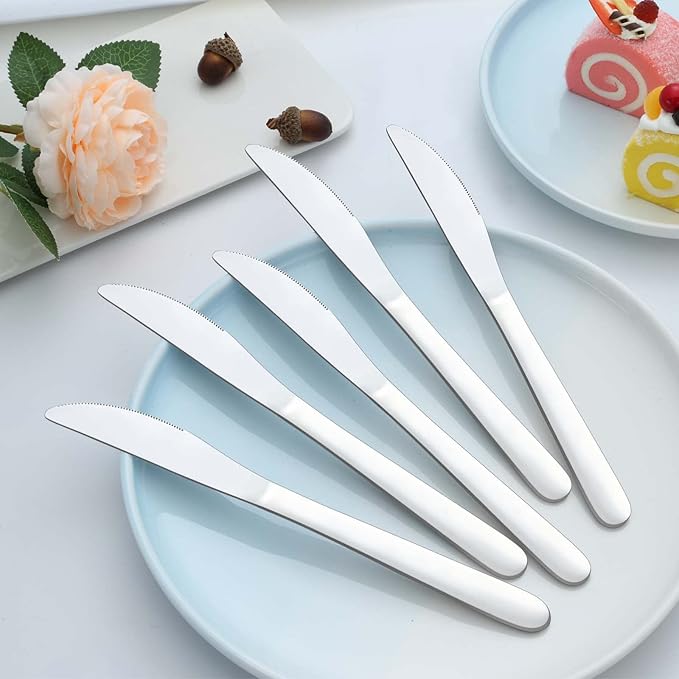 12-Piece Dinner Knives Set, Knife Set (9 Inches), Table Knife, Food Grade Stainless Steel Butter Knives, Knives Silverware for Home/Restaurant/Kitchen, Dishwasher Safe & Mirror Polished