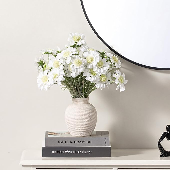 Ceramic Flower Vase Home Decor - Small Farmhouse Table Vases Rustic Vintage Living Room Kitchen Bedroom Decorations for House Book Shelf Office Coffee Desk Dining Fireplace (6" Rustic)