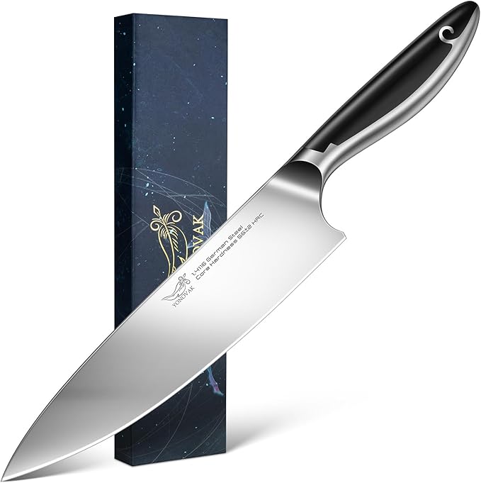 8 Inch German Chef Knife in EN1.4116 High Carbon Steel, Ultra Sharp Non-Slip Full-Tang Handle Kitchen Knife, Dishwasher Safe Rust Resistant Chefs Knife, Thoughtful Birthday Gifts for Women