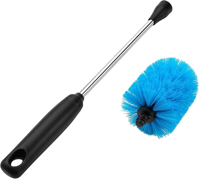 Stainless Steel Bottle Brush with Replaceable Head, Long Handle Scrub Brush for Water Bottles, Glasswares, Mugs, Flasks, Tumblers, Vases, and Kitchen Sink, 2 Pack, 13 in
