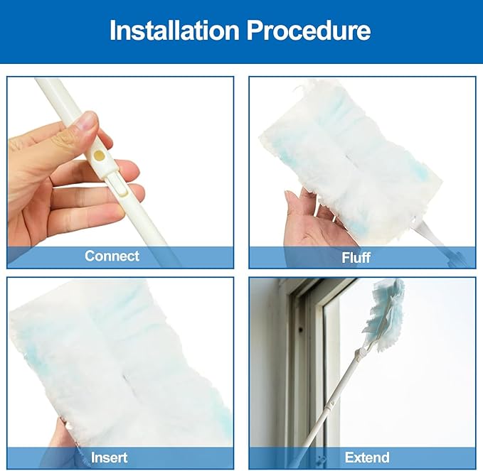 Replacement Handles Compatible with Swiffer Duster Refill, Swiffer Duster Extended Handle,Foldable & Extendable Dust Handle Only(White 5pcs)