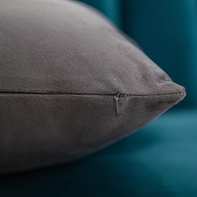 Throw Pillow Covers 24x24 Dark-Grey: 2 Pack Cozy Soft Velvet Square Decorative Pillow Cases for Farmhouse Home Decor