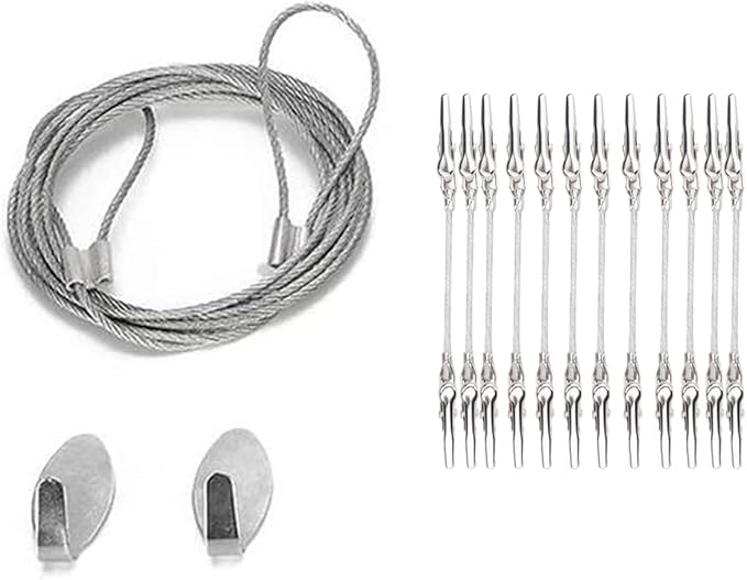 Wall Hanging Photo Display, DIY Picture Photo Frame String with 12 Clips for Hanging Photos Notes and Artworks (Adjustable Alligatory Clip)