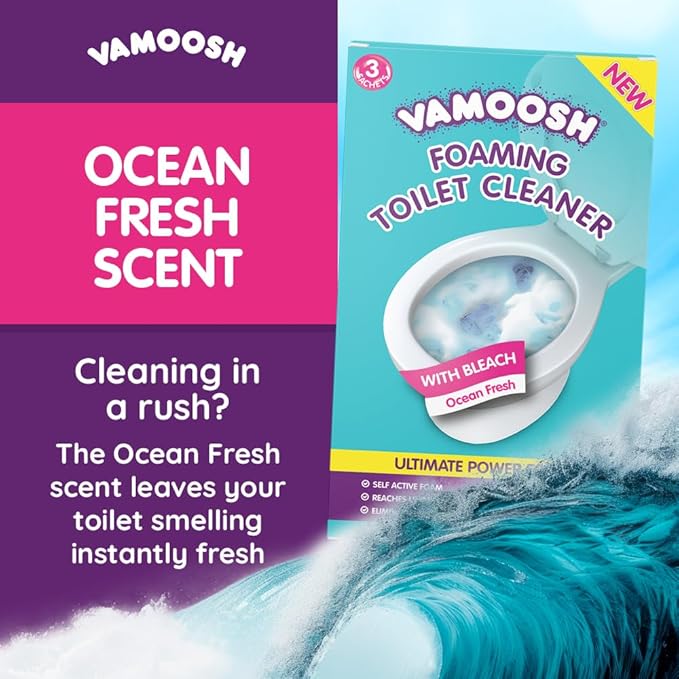 Vamoosh 6-in-1 Toilet Foaming Cleaner | Self-Activating Foam Technology | Stays Active for 10 Minutes | Easy to Use | Removes Stains | Eliminates Limescale & Removes Odor | 100g (Pack of 24)